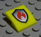 Lego Stein Abgerundet 2X2x0,6 Neongelb Mit Dekor Feuerwehr              (1983 #)