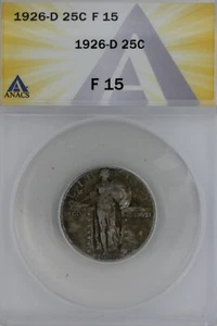 1926-D  .25  ANACS  F 15   Standing Liberty Quarter,Liberty 25 Cents  - Picture 1 of 2