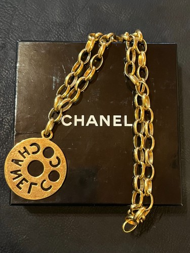 Collana CHANEL AUTENTICA Catena Oro Coco CC Ciondolo Logo Medaglia Moneta Rara GP F S A415