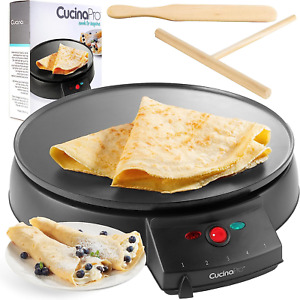 12" Griddle & Crepe Maker Non-Stick Electric Crepe Pan Free Recipe Book Included