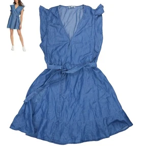 Ella Moss V-Neck Wrap Style Tie Waist Women's Mini Length Dress Small NWT Blue - Bild 1 von 1
