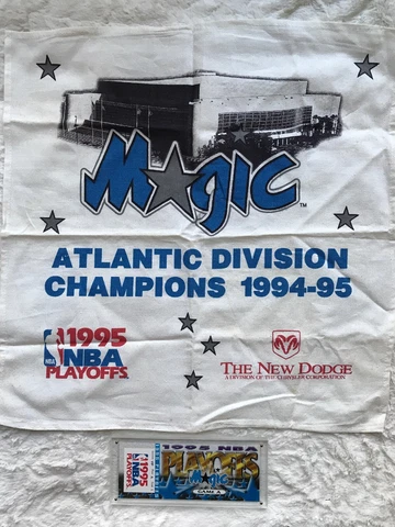 Orlando Magic 1995 NBA Playoff Souvenirs: Encased “Ticket” And Towel Cover