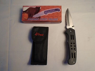 Cuchillo de Bolsillo de Acero Inoxidable Carpeta Panther Creek 4.5" NOS Frost Cutlery con Estuche Foto 1 de 4