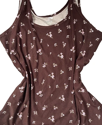 Y2K Floral Babydoll Tank Top Fairy Grunge Whimsigoth Boho Vtg 90s Brown, size XL - Image 1 of 4