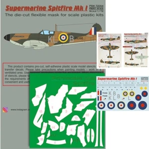 Supermarin Spitfire Mk.1 Mask+Decals - for Scale model 1:72 Print Scale PSM72004 - Picture 1 of 12