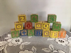15 Vintage Holz Kinder Bausteine Alphabet Bilder usw. - Bild 1 von 3