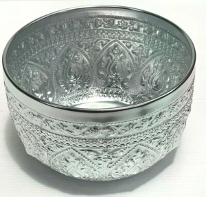 Vintage Style Thai Pattern Embossed Classic Silver Bowl Aluminium Size 20 - 26cm - Picture 1 of 65