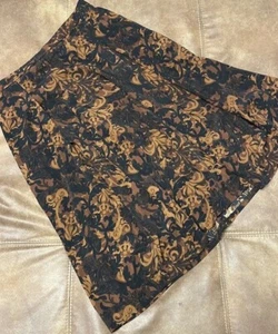 R&K Vintage Skirt Black With Browns Women Size 12 - Picture 1 of 4