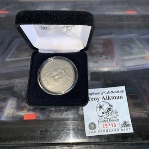 Troy Aikman Dallas Cowboys Highland Mint Brushed Nickel Coin NFL QB Club - Picture 1 of 3
