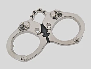 Hebilla de cinturón de calavera de metal plateado vintage esposas piratas hebilla de cinturón gótico - Imagen 1 de 10