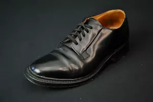 VTG Royal Tweed Black Leather Plain Toe Shoes Men UK 9 USA 10 15524S - Picture 1 of 6