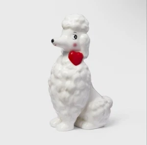 NUOVO retrò San Valentino barboncino bianco cane ceramica statuina bersaglio spritz nuovo con etichette - Foto 1 di 4