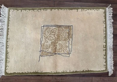 Modern Contemporary Handmade Nepalese Accent Rug, Neutral Colors, Thick Pile,3x4 - Image 1 of 4