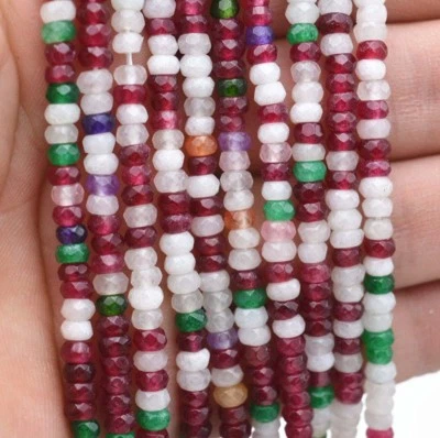 Rondelle facetado natural de 2x4 mm multicolor piedras preciosas jade cuentas sueltas hilo 15""  Foto 1 de 4
