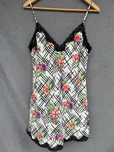 Vintage Victoria's Secret Gold Label geblümtes seidiges Schlupfkleid Medium * Spaghettiträger - Bild 1 von 4