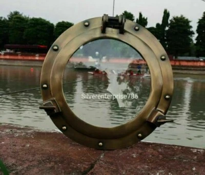 Nautical Antique Brass Porthole 12 inch Ship Boat Window & Wall Porthole Decor - Image 1 of 3