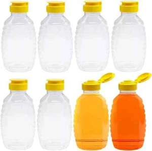 8 Pack 16Oz Clear Plastic Honey Bottles,Refillable Grade Honey Container,Squeeze - Picture 1 of 1