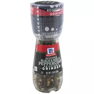 Premium Black & White Peppercorn Adjustable Grinder, 1.26 Oz - Picture 1 of 12