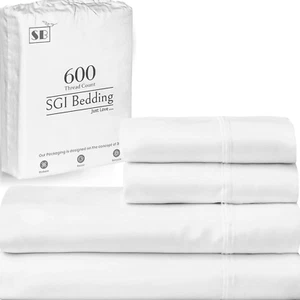 600 Thread Count 4 Piece 100% Egyptian Cotton King Size Sheets Set, 15" Deep Poc - Picture 1 of 8