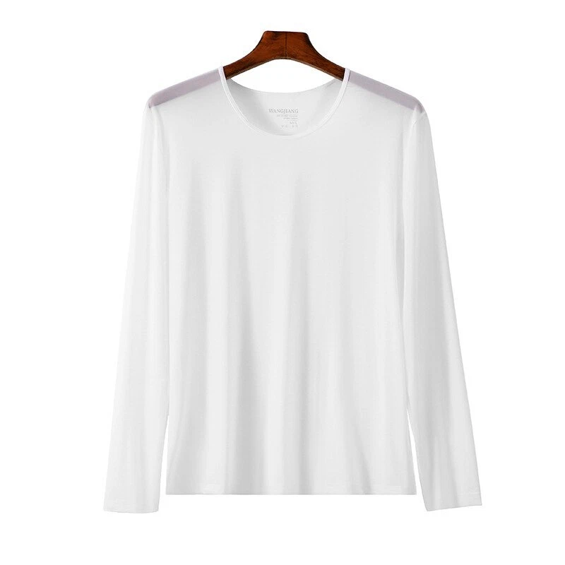 Mens Thin Long Johns Set Ice Silk Long Underwear Long Sleeves Top+bottom 2pc Set - Image 1 of 4