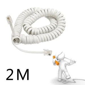 2m Telefonhörer Spiralkabel 2 Stück Modularstecker RJ10 4P4C Telefon Kabel - Bild 1 von 7