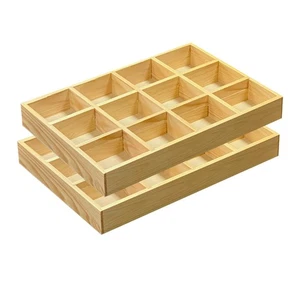 2 Pack Wooden Sorting Tray Grid Display Wood Divided Organizer Vanish Finishe... - Picture 1 of 2