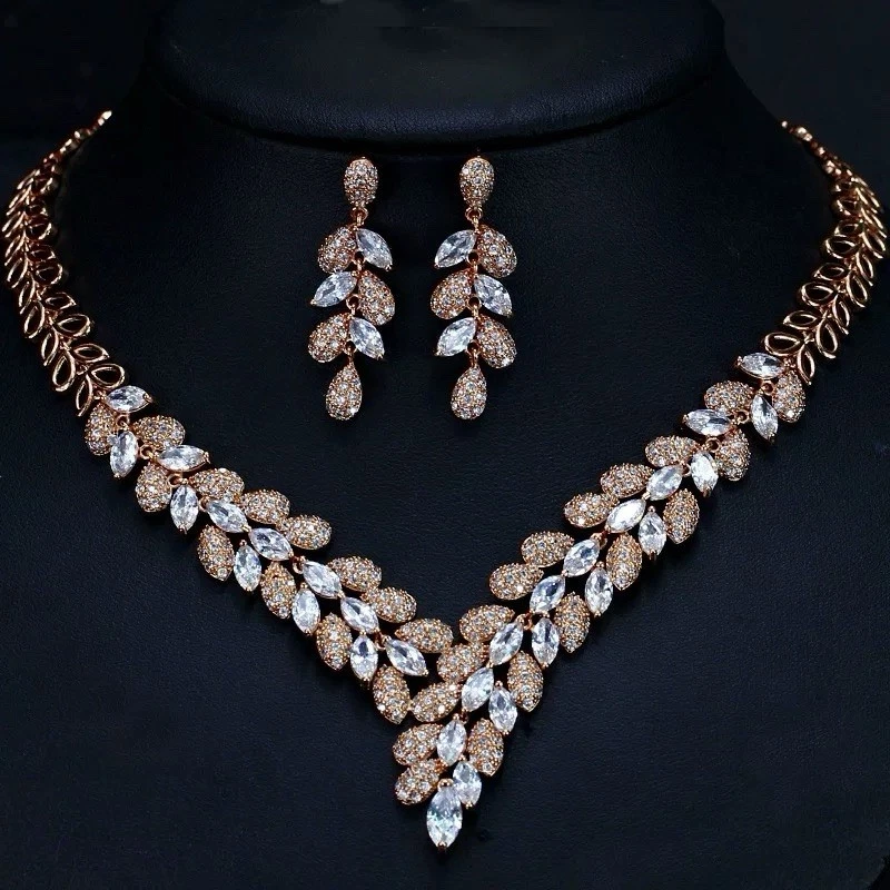 zirconia  Crystal Bride Wedding necklace and earrings set - Image 1 of 3
