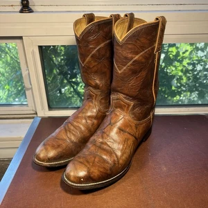 Stivali da cowboy Justin da uomo taglia 9D classici in pelle marmorizzata marrone Roper Western 3163 - Foto 1 di 19