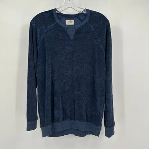 Marine Layer Mens Minimalist Terry Cloth Pullover Sweatshirt Sz S Navy Old Money - Picture 1 of 7