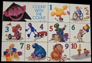 Vintage Sesamstraße Muppets zählen mit dem Grafen Stickerbogen 1992 6”x4” - Bild 1 von 3