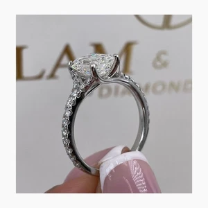 Diamond Engagement Ring IGI Certified Emerald Cut VS1 F 2.35 Ct 14K White Gold - Picture 1 of 16