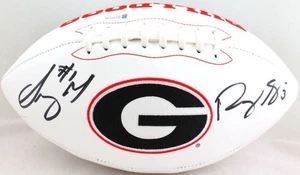 Roquan Smith/Sony Michel Autographed GA Bulldogs Logo Football- Beckett W *Black - Picture 1 of 11