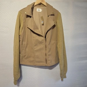 Giacca donna BKE grande marrone velluto a coste maglia maniche stile moto nuova con etichetta - Foto 1 di 18