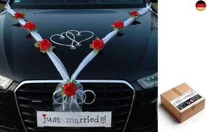 ORGANZA M + HERZEN Braut Paar Rose Deko Dekoration Autoschmuck Hochzeit Car - Bild 1 von 5
