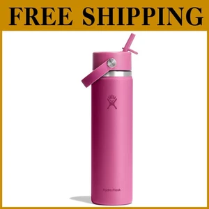 Botella de agua de acero inoxidable de 24 oz - Tapa de pajita flexible a prueba de fugas - Imagen 1 de 11