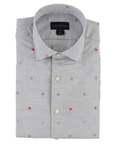 NUEVO CON ETIQUETAS $235 Camisa Deportiva Scott Barber Leaf Jacquard en Gris Grande Manga Larga Botón - Imagen 1 de 1