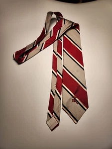Neck Tie VTG Countess Mara 60s Striped Red Black combo CM Logo Silk 56 x 3-3/8 - Picture 1 of 9