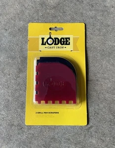 NUEVO Raspador de sartén para parrilla de hierro fundido Lodge paquete de 2 rojo negro hierro fundido limpio - Imagen 1 de 4