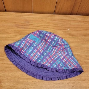 UV SKINZ Girls Bucket Sun Hat Purple Plaid Pink Reversible T25 - Picture 1 of 5