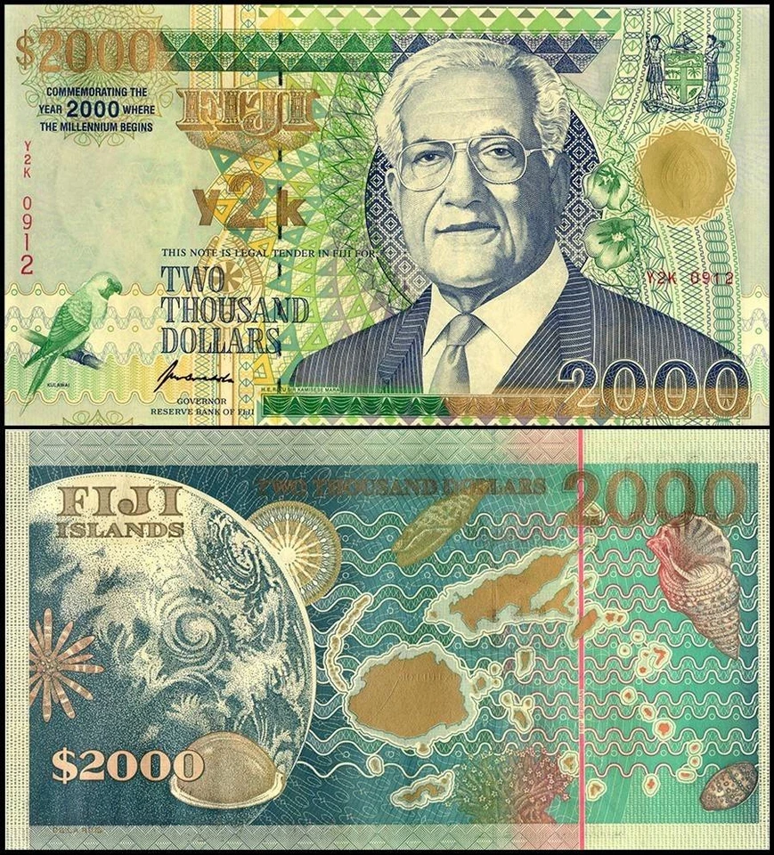 Fiji 2000 Dollars, 2000, P-103, UNC, Commemorative - Image 1 of 1