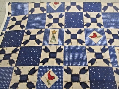 Cotton Fabric Daisy Kingdom Do You See Patch Red Bird Christmas Tree 1yd 28"x44 - Image 1 of 4