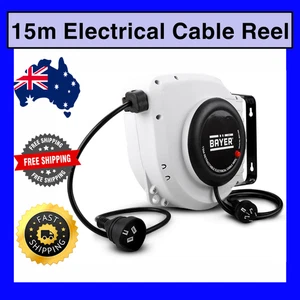 15M Retractable Electrical Cable Extension Lead Power Cord Reel Wall Mount NEW - Picture 1 of 7