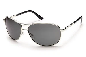 SUNCLOUD AVIATOR SUNGLASSES SILVER FRAME POLARIZED GRAY LENS EYEWEAR - Picture 1 of 1