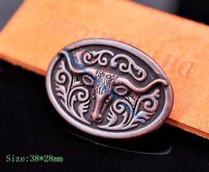 10X Antique Copper Western Cowboy Bull Longhorn Saddle Leathercarft Conchos LOT - Picture 1 of 9