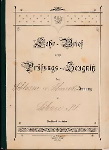 Dokument Beruf Schmied, Lehrbrief, Prüfung, Löbau, 1902 - Bild 1 von 4