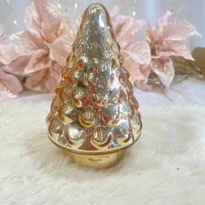 Bella Lux Christmas Led Light Up Gold Mercury Glass Tree 6.5" Village Decor A - Picture 1 of 3