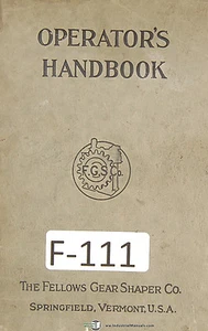 Fellows Operators Handbook Stub Tooth Gear Manual Year (1919) - Picture 1 of 1