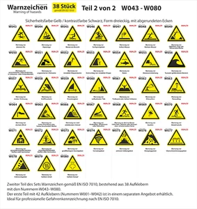 Warnzeichen Aufkleber ISO7010 Größen Mengen und Motive W043 bis W080 auswählbar - Bild 1 von 40