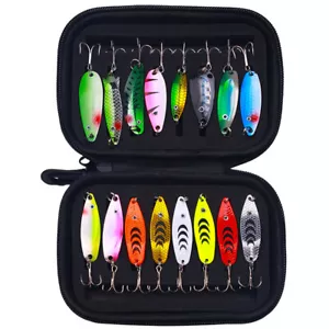 16PCS Fishing Lure Bait Metal Crankbait Blade Spinner Bait Bass Spoon with Bag - Picture 1 of 18