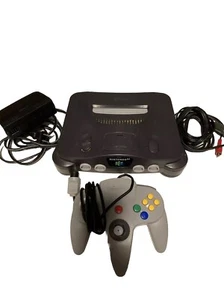 Nintendo N64 System Home Console Charcoal Gray W/ OEM Controller & Cords - Picture 1 of 13